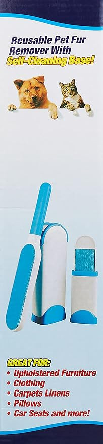 Reusable Pet Fur Remover with Self-Cleaning Base