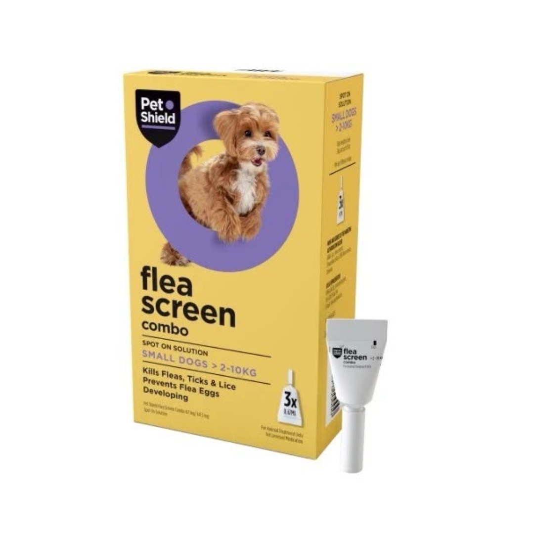 Pet Shield Flea Screen Combo Spot-On Solution for Small Dogs (2–10 kg) – 3 × 0.67 ml