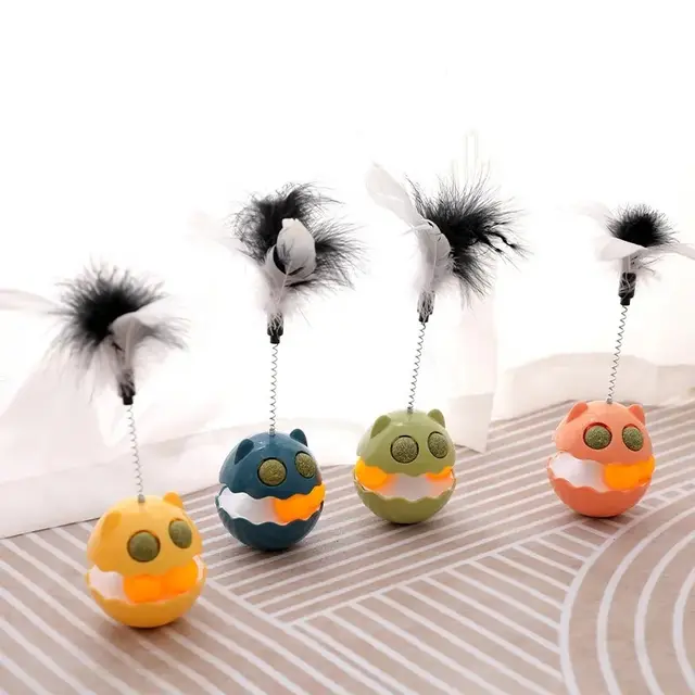 Bouncy Catnip-Eyed Toy with Feather Spring