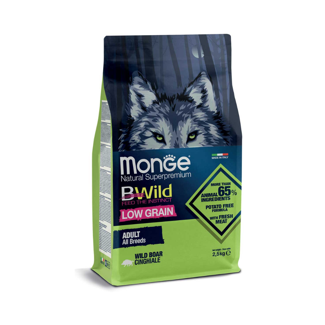 Monge Bwild Low Grain All Breeds Adult Dog Wild Boar – 2.5 kg