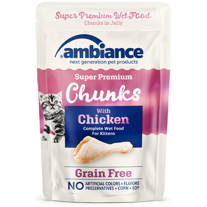 Ambiance Super Premium Chunks with Chicken in Jelly – Grain-Free Wet Food for Kittens