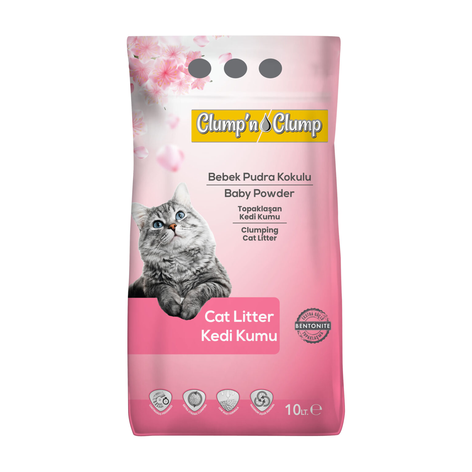 Clump’n’Clump Baby Powder Scent Clumping Cat Litter – 10L