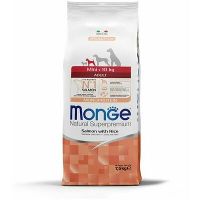 Monge Natural Superpremium Specialty Line Mini Adult Dog Food – Monoprotein Salmon with Rice 7.5 kg
