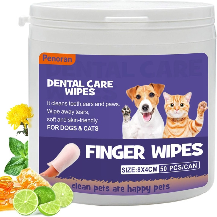Dental Care Finger Wipes for Dogs & Cats – 50 pcs