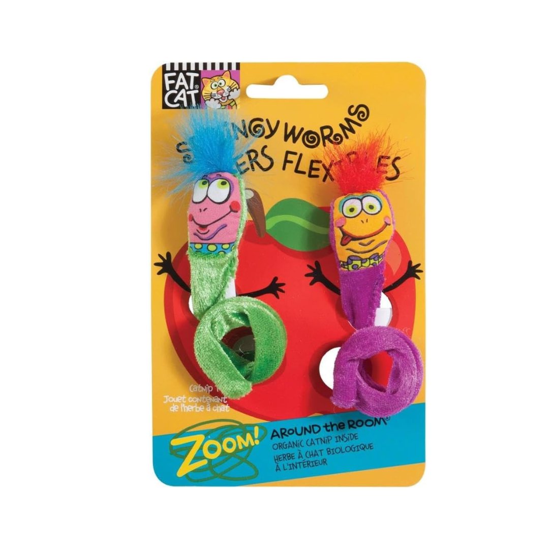 FAT CAT Classic Springy Worms Cat Toy – Assorted Designs