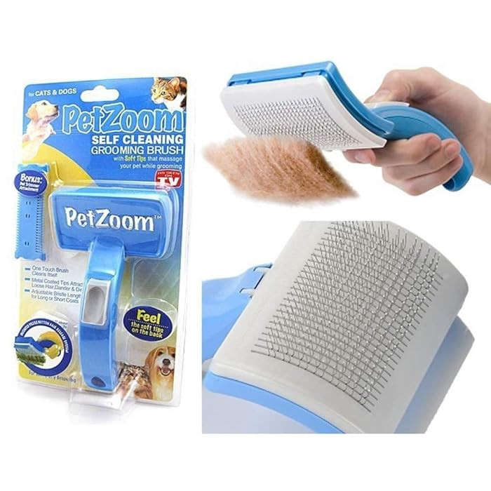 PetZoom Self-Cleaning Grooming Brush