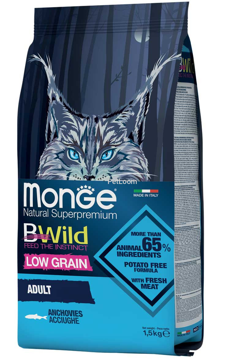 Monge BWild Low Grain Adult Cat Food – Anchovies