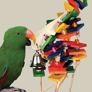 Colorful Wooden Bird Toy with Bell