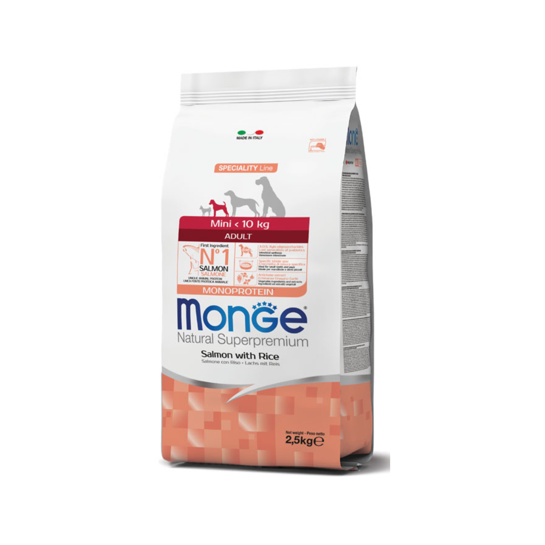 Monge Natural Superpremium Specialty Line Mini Adult Dog Food – Monoprotein Salmon with Rice 2.5kg