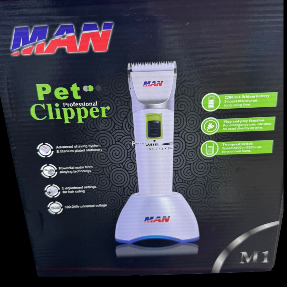 MAN M1 Professional Pet Clipper – Cordless Grooming Tool with Fast Charging and Precision Control