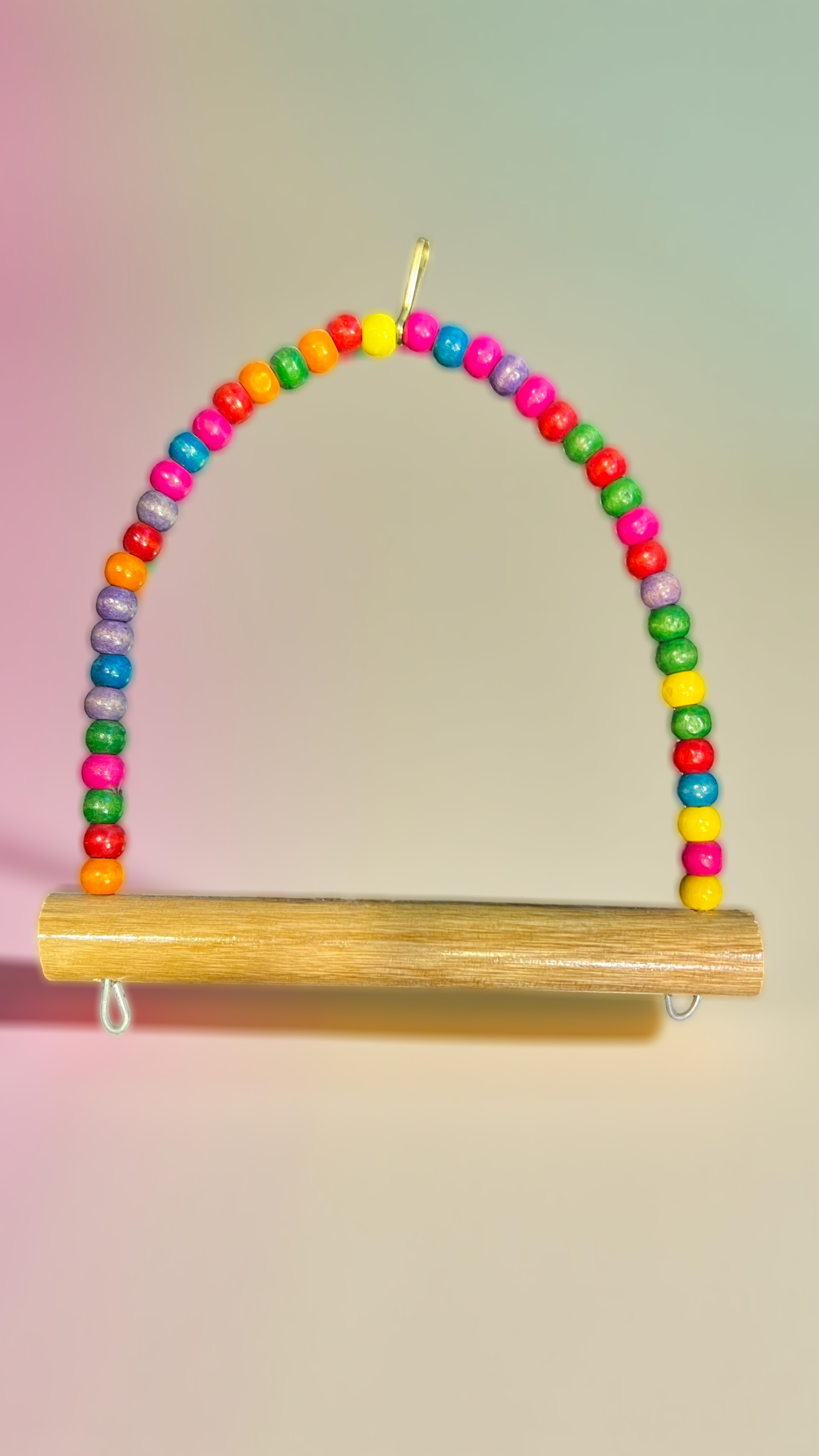 Wooden Bird Perch with Colorful Beads – Hanging Swing Toy