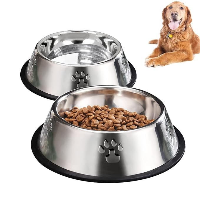 Stainless Steel Pet Bowl with Paw Design
