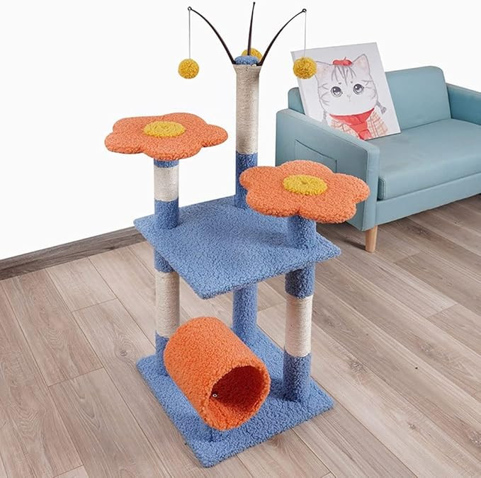 Flower Cat Tree Tower – Play, Scratch & Lounge in Style Size: 40×40×120 cm