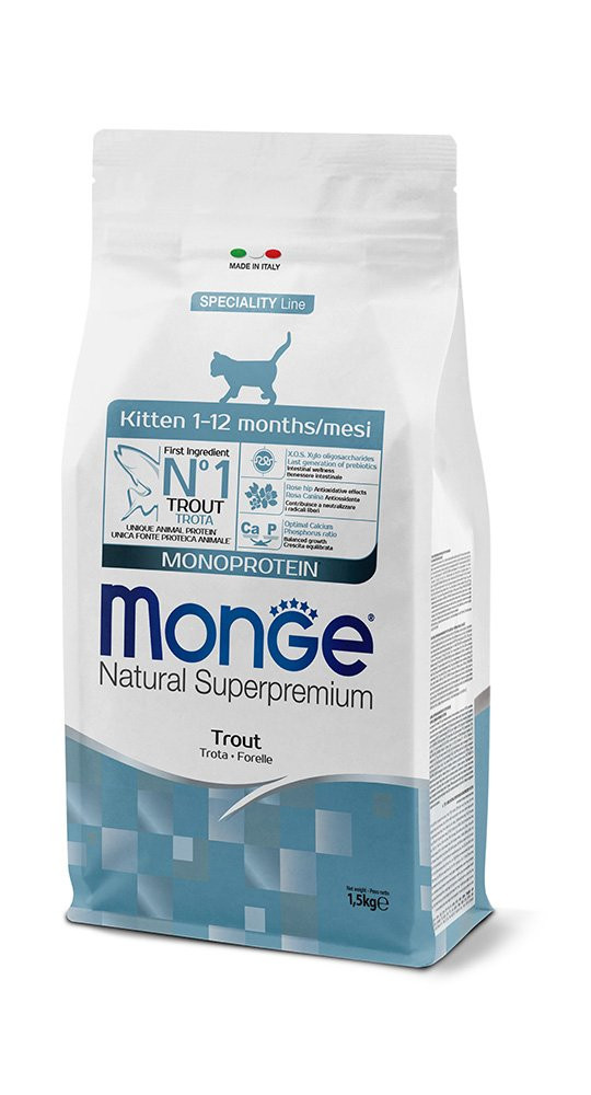 Monge Natural Superpremium Monoprotein Kitten – Trout 1.5kg