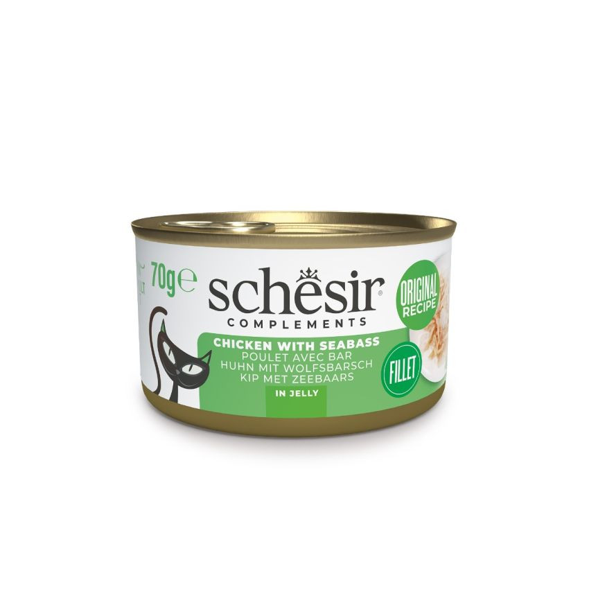 Schesir Complements – Chicken with Seabass Fillets in Jelly – 70g Can