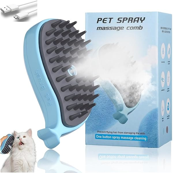 Pet Spray Massage Comb – USB Rechargeable (Blue)