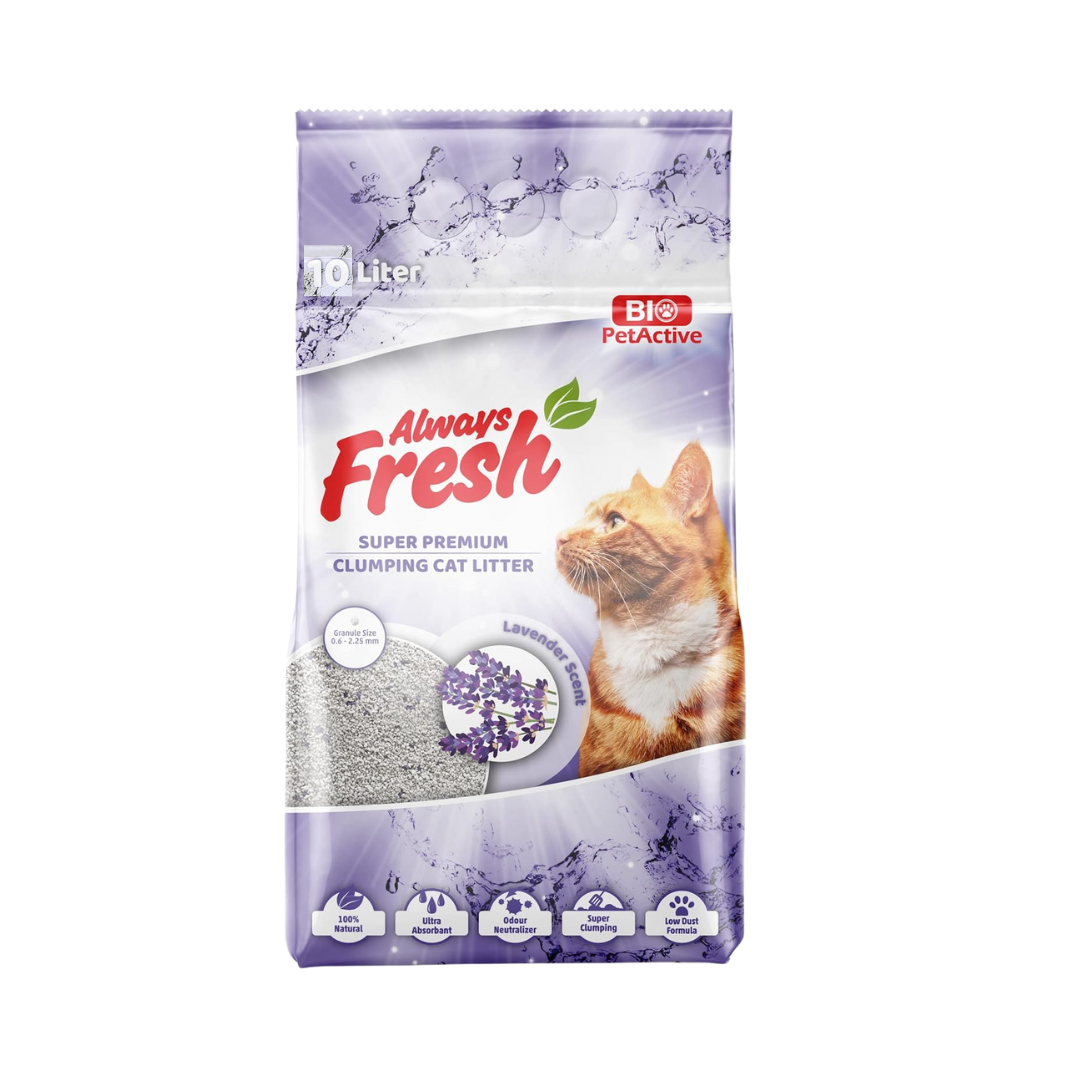 Bio PetActive Always Fresh Super Premium Clumping Cat Litter – Lavender Scent (10 Liters)
