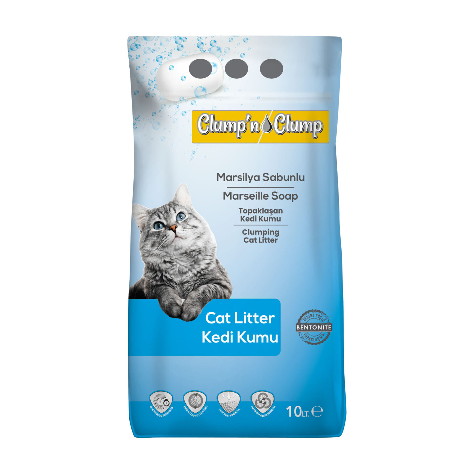 Clump’n’Clump Marseille Soap Scent Clumping Cat Litter – 10L