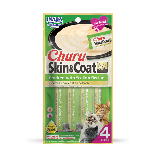 Inaba Churu Skin & Coat Chicken with Scallop Recipe Cat Treat