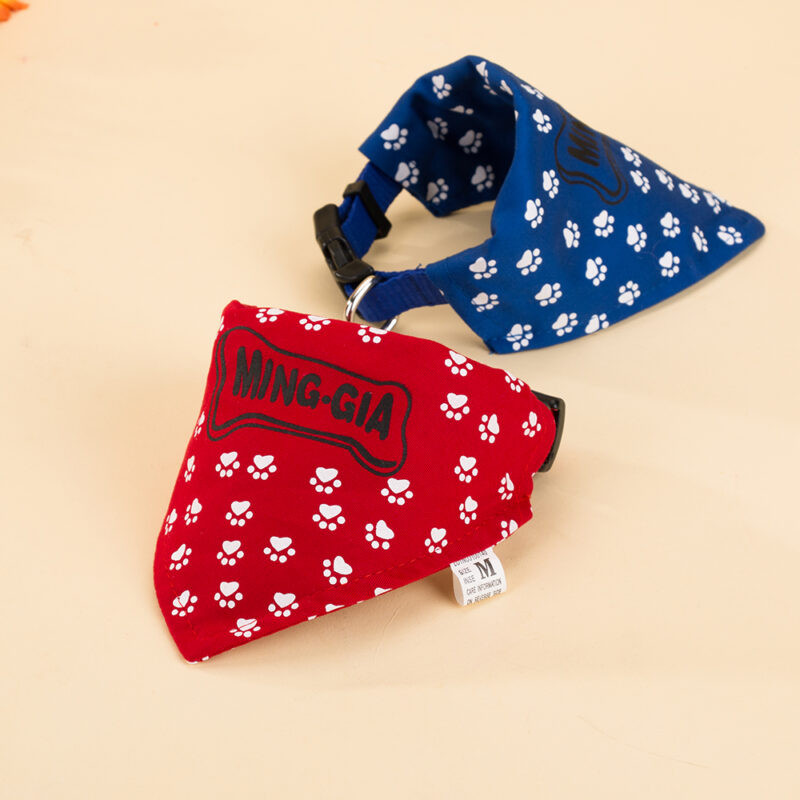 Dog Bandana Collar with Paw Prints Design