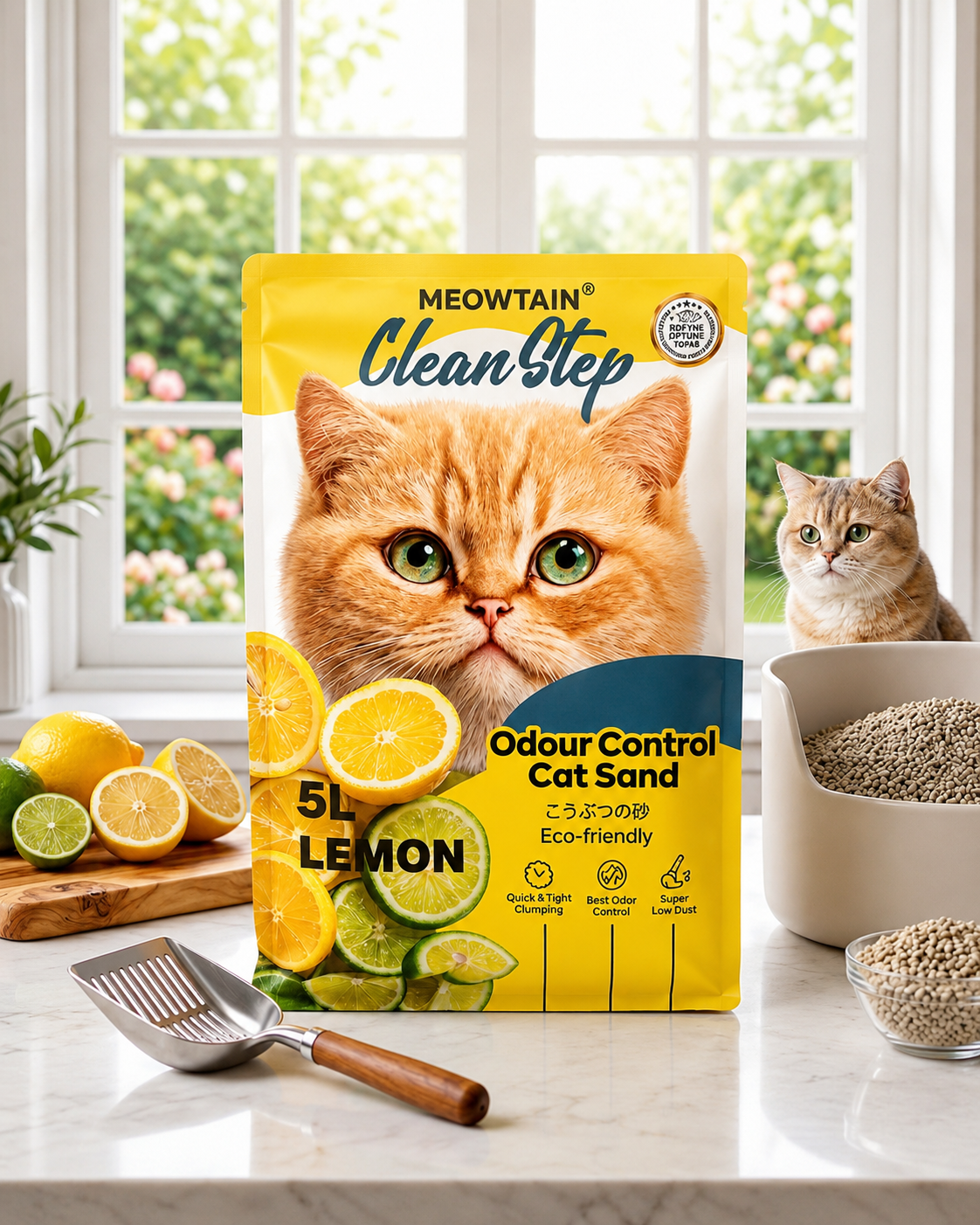 Meowtain Clean Step Lemon Odour Control Cat Sand 5L