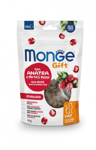 Monge Gift Sterilised Adult with Duck and Cranberries Filled and Crunchy (60g)