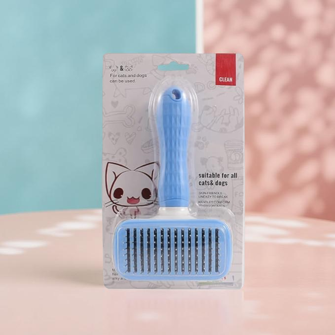 Pet Grooming Brush – Self-Cleaning Slicker Brush for Cats & Dogs