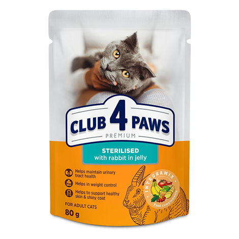 Club 4 Paws Premium – Sterilised With Rabbit in Jelly (80g)