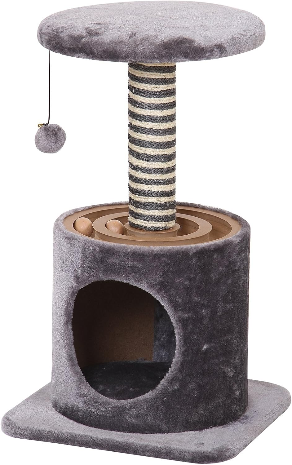 Petpals Group Velocity Luxury Cat Tree Condo – Grey & Brown (Medium) 15" W x 15" D x 25" H