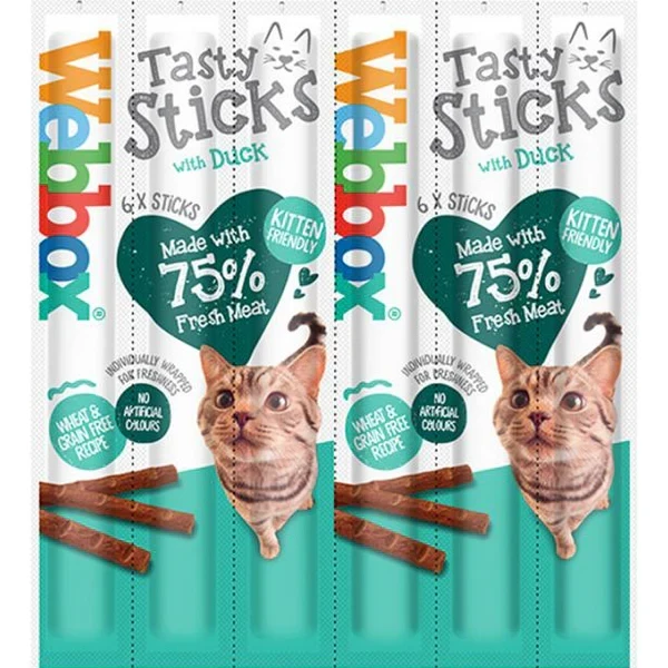 Webbox Tasty Sticks Duck Cat Treats – 6 Sticks (30 g)