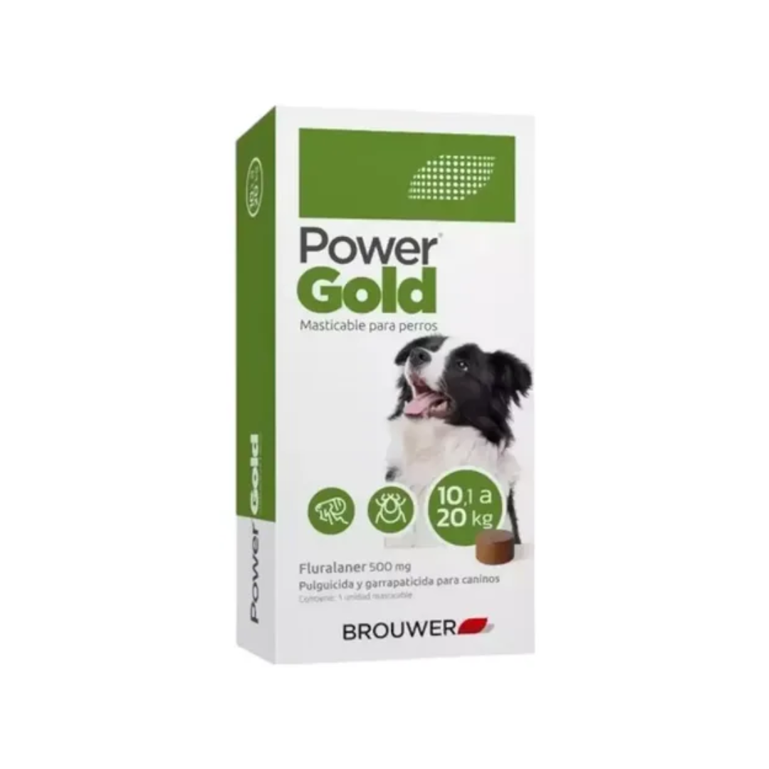 Power Gold 500 mg – Fluralaner Chewable Tablet for Dogs (10.1–20 kg)