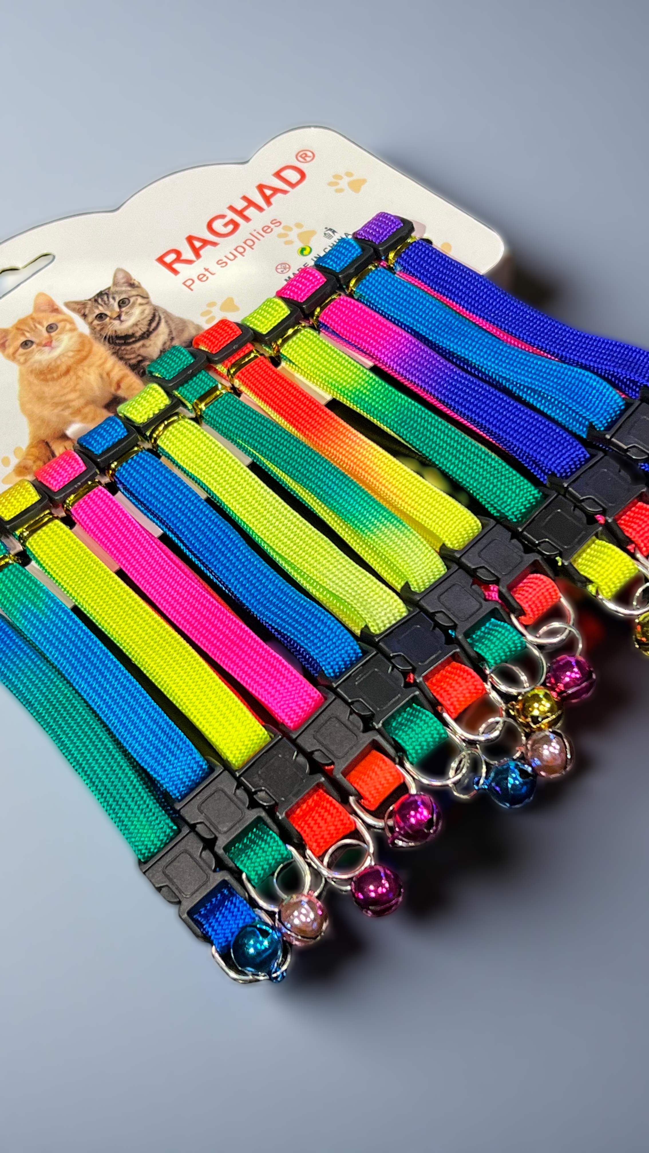 RAGHAD Adjustable Nylon Cat Collar with Bell