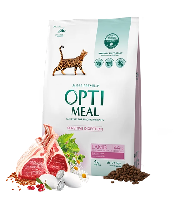 Optimeal Pet Food for Adult Cats with Sensitive Digestion – Lamb