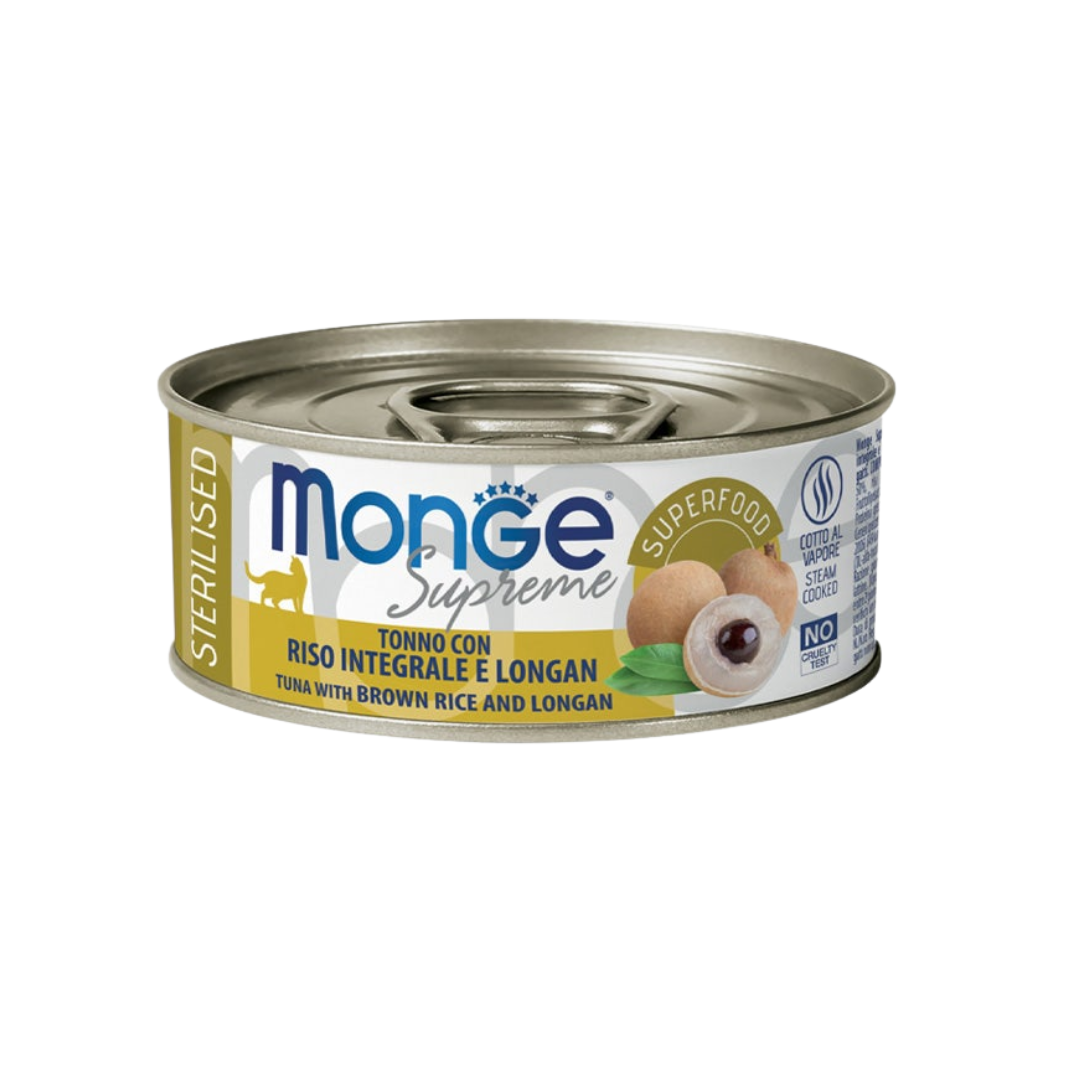 Monge Supreme Sterilised Cat Tuna Flakes with Brown Rice and Longan
