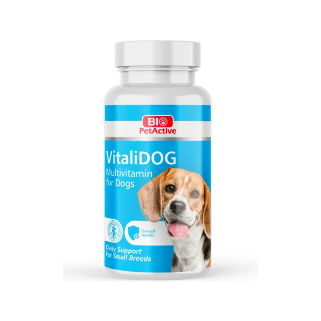 Bio PetActive VitaliDOG Multivitamin for Dogs – Daily Support for Small Breeds (60 Chewable Tablets)