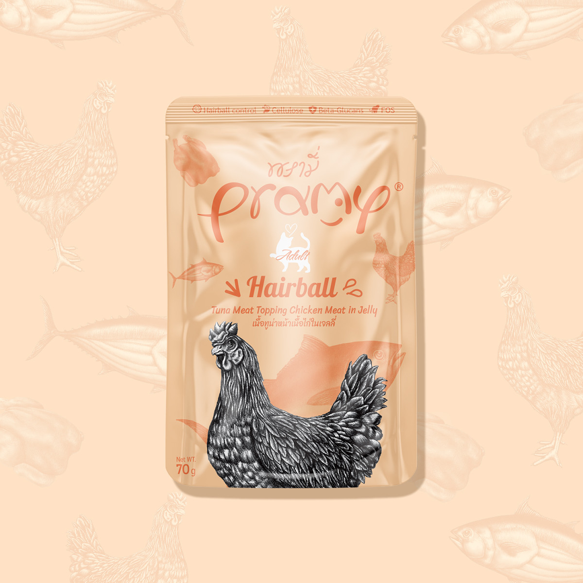 Pramy Hairball Tuna Topping Chicken in Jelly Recipe