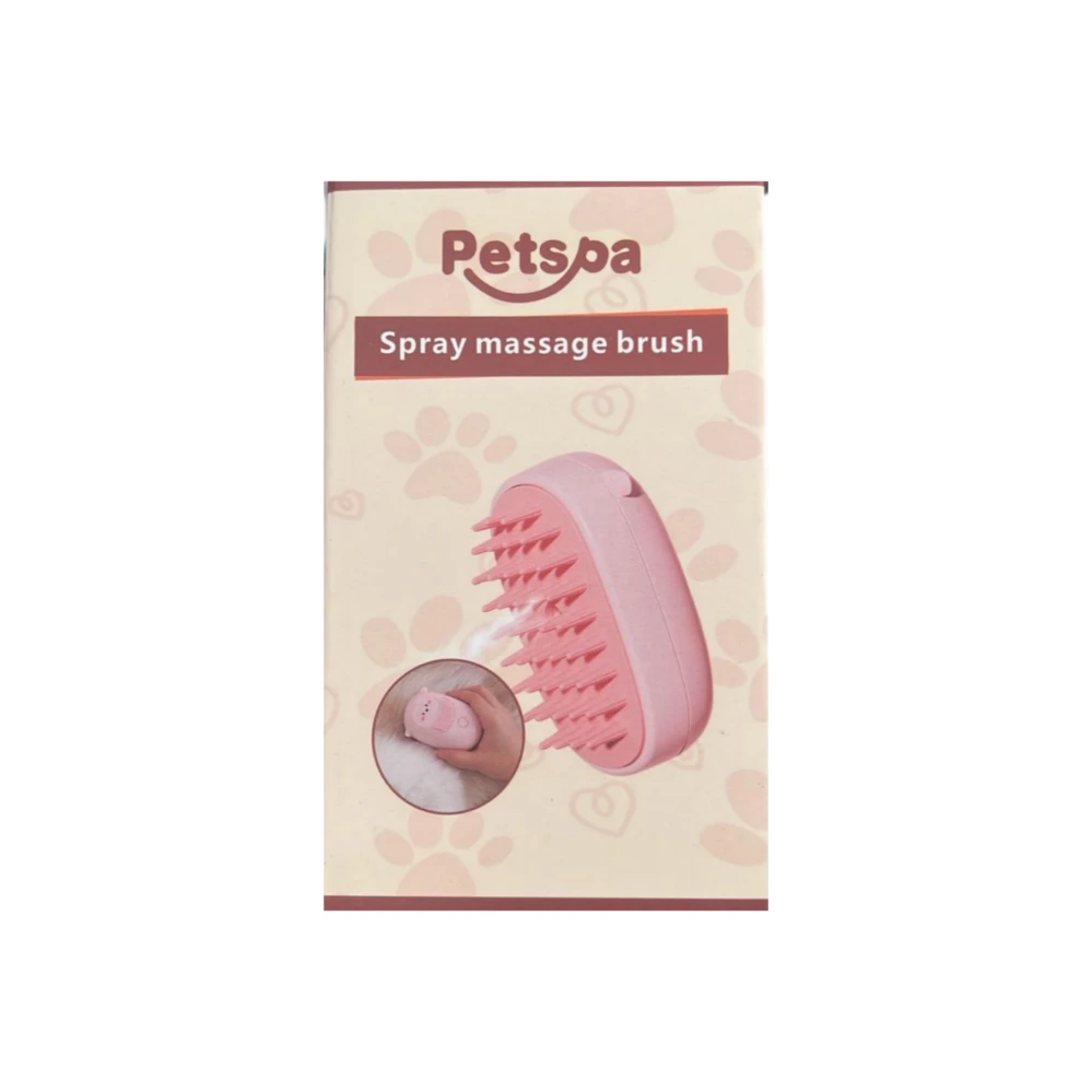 PetsPa Spray Massage Brush – Pink Edition for Cats & Dogs