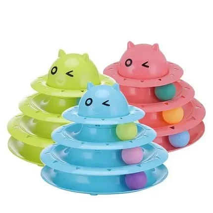 Multi-Level Cat Track Toy with Winking Cat Head