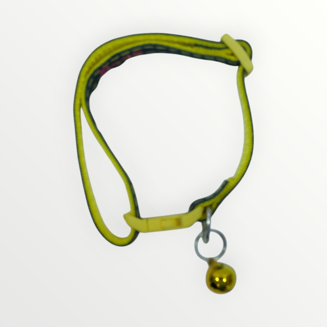 Yellow and Black Cat Collar with Bell