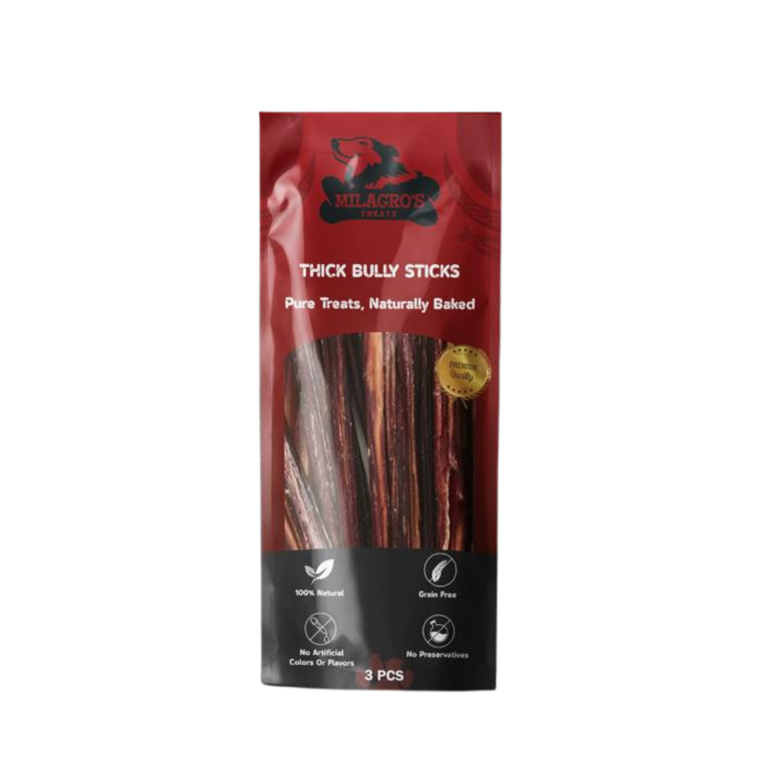 Milagro’s Thin Bully Sticks – 3 Pieces
