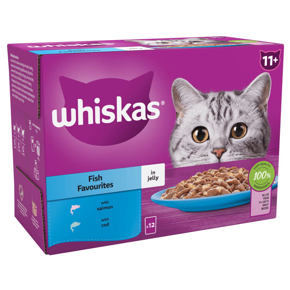 Whiskas 11+ Fish Favourites Senior Wet Cat Food Pouches In Jelly