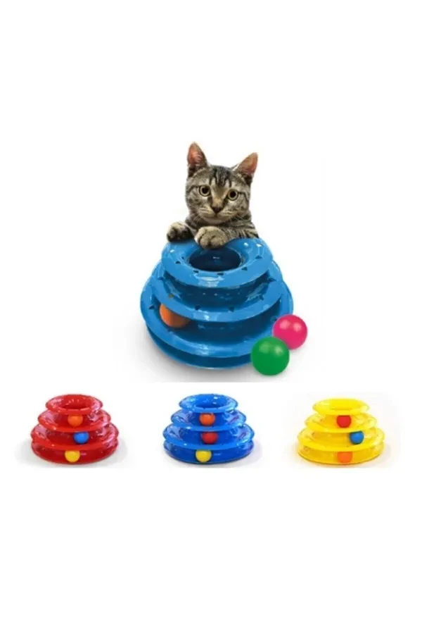 3-Tier Cat Ball Track Tower – Interactive Chase & Swat Toy