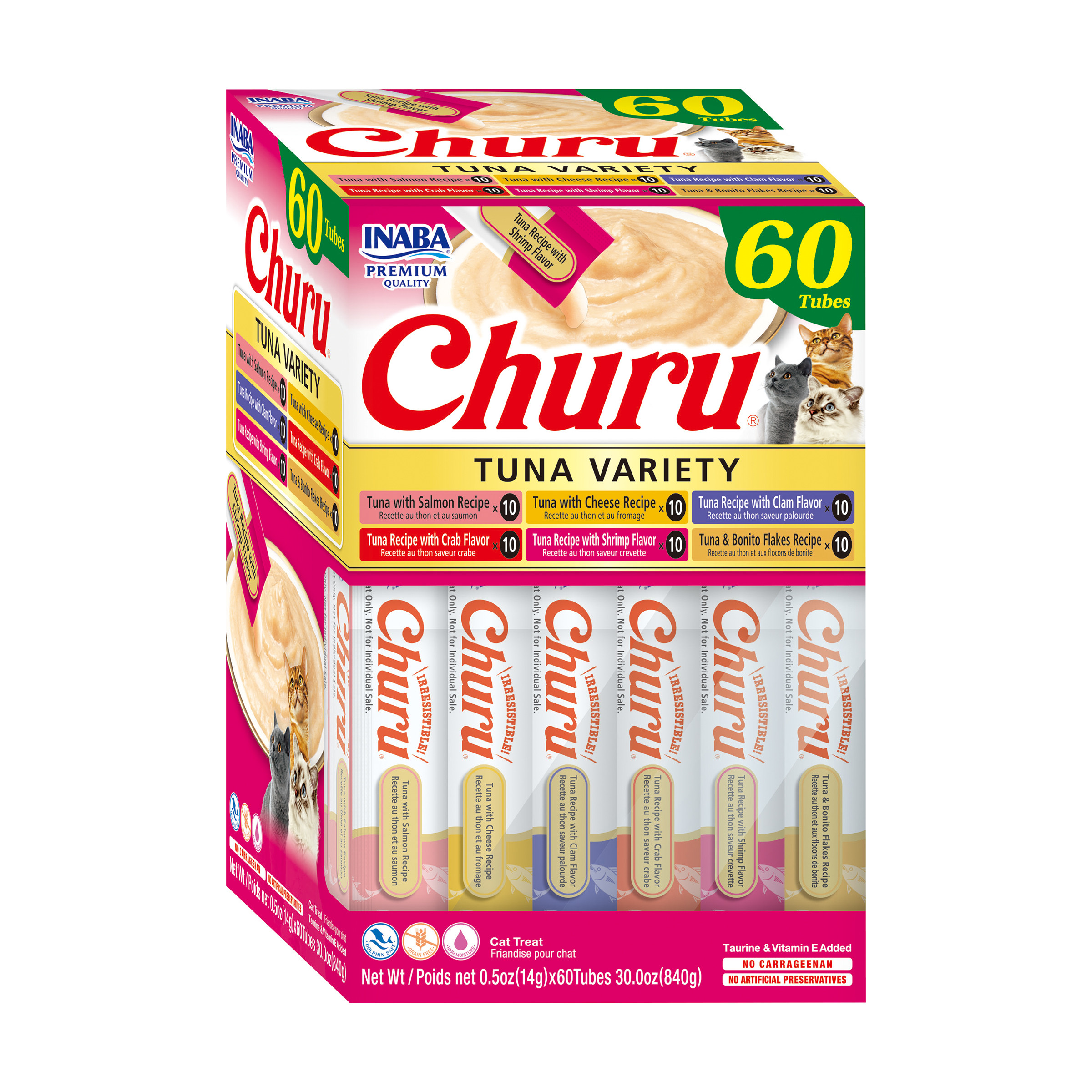 Inaba Churu Tuna Variety Box for Cats – 60 Creamy Lickable Treat Tubes