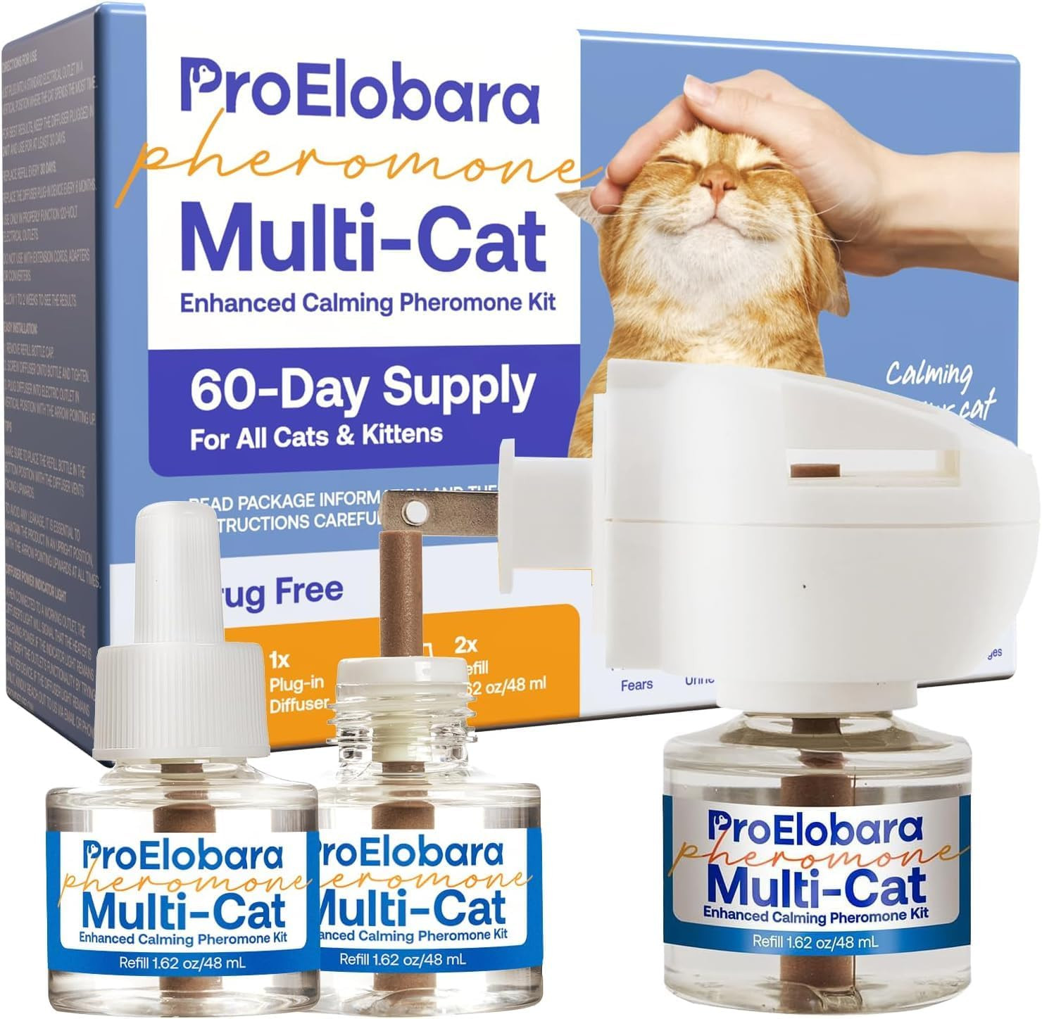 ProElobara Multi-Cat Enhanced Calming Pheromone Kit – 60-Day Supply
