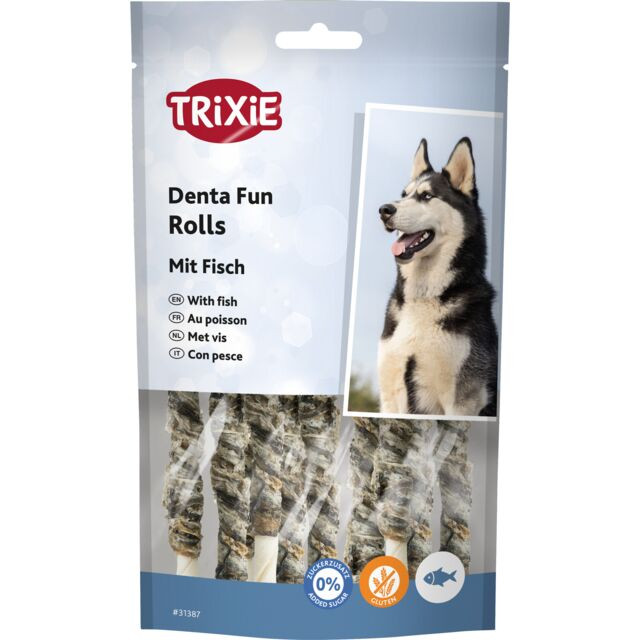 Trixie Denta Fun Rolls with Fish (12 cm – 10 pcs / 75 g)