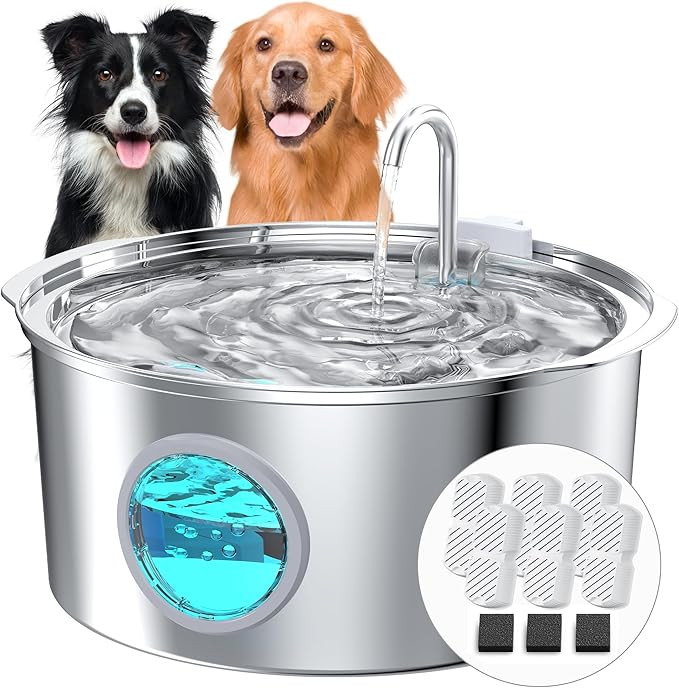 GrookPet Stainless Steel Pet Water Fountain – 7L