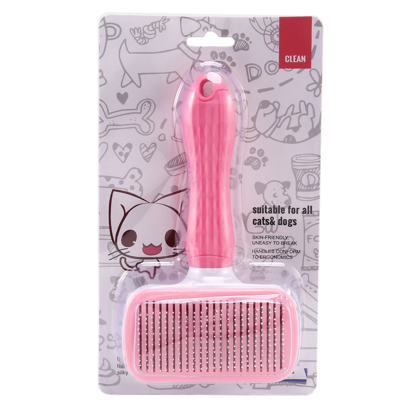 Self-Cleaning Pet Grooming Brush for Cats & Dogs– Pink
