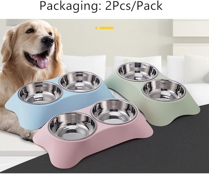 Dual Pet Bowl with Stainless Steel Inserts