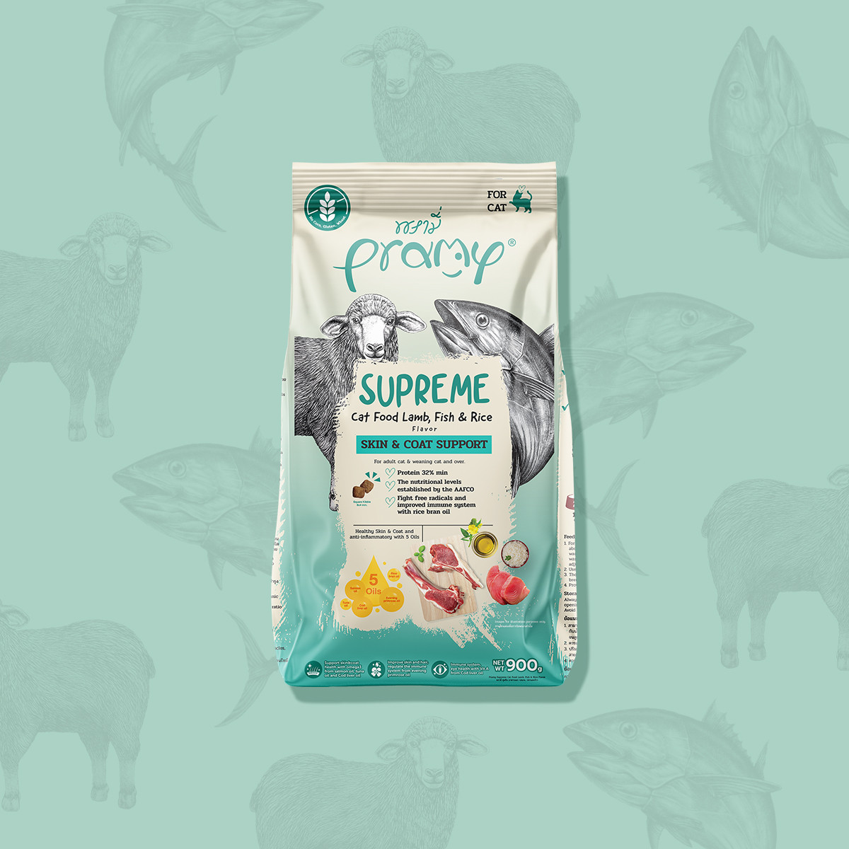 Pramy Supreme Cat Food – Lamb, Fish & Rice (Skin & Coat Support)