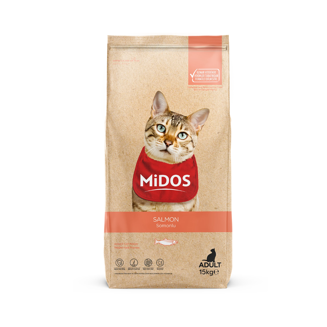 Midos Salmon & Rice Sensitive Skin Adult Cat Food – 15 kg